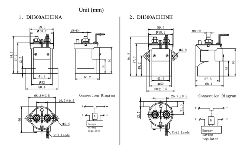 high voltage dc contactor dh300 manufacturer