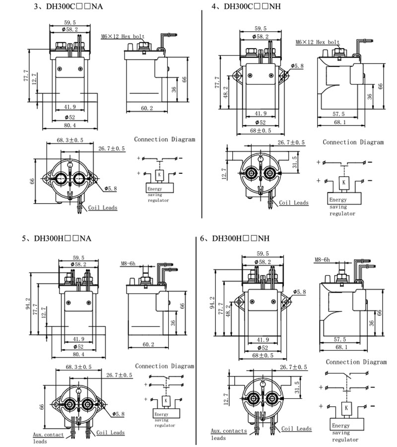 high voltage dc contactor dh300 manufacturer