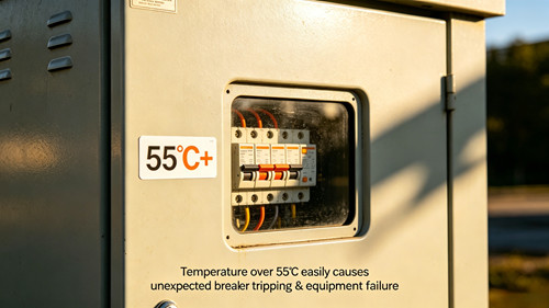 Outdoor electrical cabinet with circuit breaker under ambient temperature above 55°C, high temperature leads to accidental tripping        如何优化文件名使其更符合SEO标准？ 除了文件名，还有哪些因素会影响谷歌图片收录？ 除了谷歌，还有哪些搜索引擎支持图片收录？