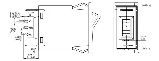 bm circuit breaker for equipment Auxiliary Switch Outline dimensions Solder terminal