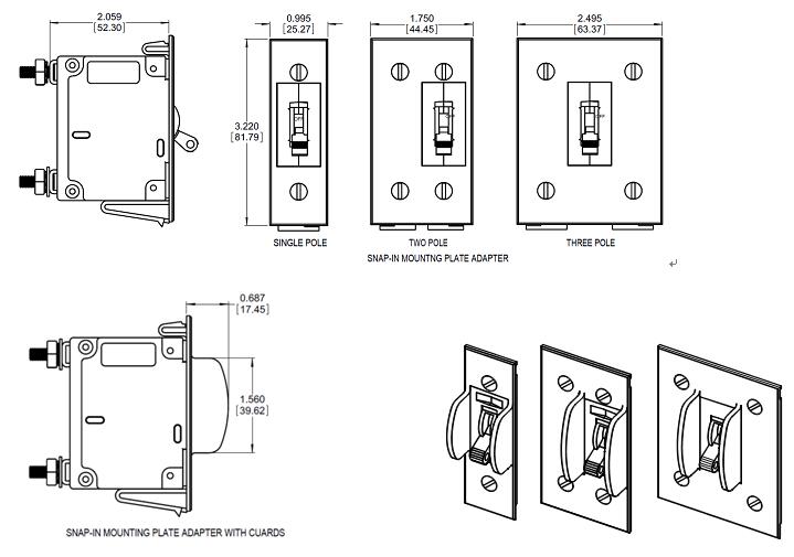 bc circuit breaker for equipment Outline dimensions Tolerance ±0.02in .51mm Unless noted