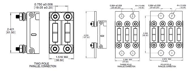 bc circuit breaker for equipment Outline dimensions Tolerance ±0.02in .51mm Unless noted