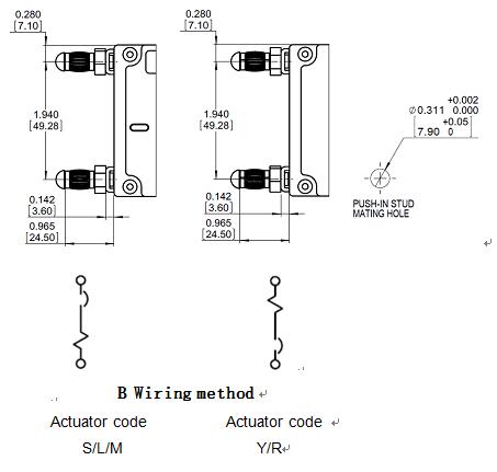 bc circuit breaker for equipment Wiring method and dimension Tolerance ±0.031in 0.8mm Unless noted china