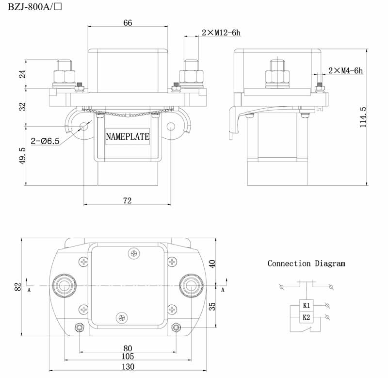 dc contactor bzj 800a supplier