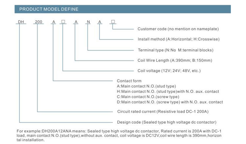 high voltage dc contactor dh200 supplier